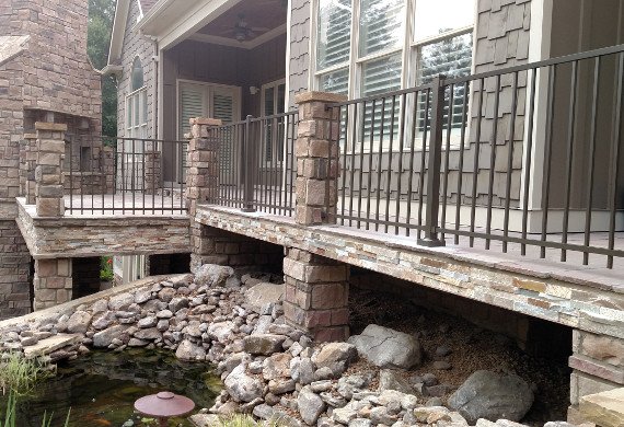 ornamental railing with stone work