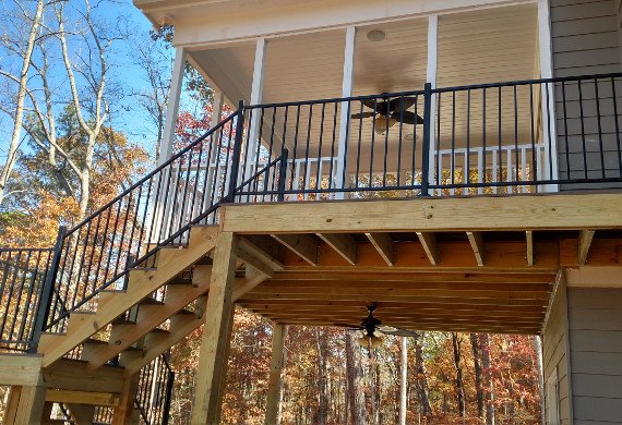 ornamental railing with stone work